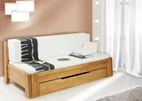 Výsuvná postel vyrobená z kvalitního buku se zásuvkou Karin